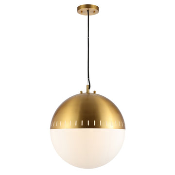 Remy 15.75" Adjustable Iron/Glass Art Deco Mid Century Globe LED Pendant - JONATHAN Y